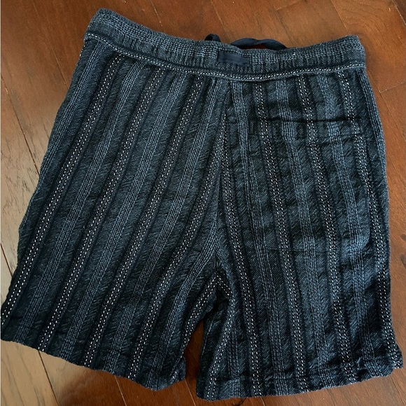 Zara Navy Striped Shorts Size M draw string pockets - Picture 3 of 10